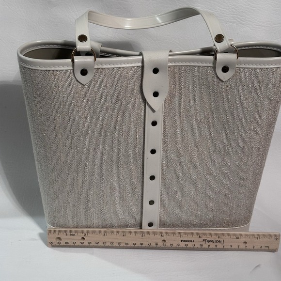 Enid Collins Style Jewel Tone Purse Canvas Tote Handbag Bucket Bling! - Picture 7 of 14